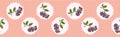 Cute aronia berries polka dot vector illustration. Seamless repeating border pattern.