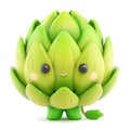 Cute artichoke character standing with a gentle smile