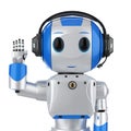 Cute artificial intelligence robot with headset