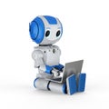 Cute artificial intelligence robot with notebook