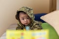 Cute Asian Baby boy with camouflage jacket Royalty Free Stock Photo