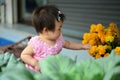 Cute asian baby girl in Thai traditon dress Royalty Free Stock Photo