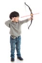 Cute asian boy playing toy bow