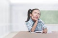 Cute asian child with book and pen learning Royalty Free Stock Photo