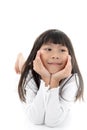 Cute asian child lying on white background Royalty Free Stock Photo