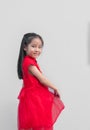 Cute Asian girl in chinese cheongsam and Tradition Chinese dress with red envelope , Chinese new year concept Royalty Free Stock Photo