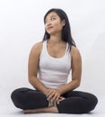 Cute asian girl on isolated background on meditation Royalty Free Stock Photo