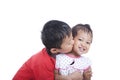 Cute Asian Sibling over White Royalty Free Stock Photo