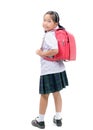 Cute asian student with school bag isolated Royalty Free Stock Photo