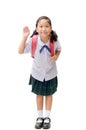 Cute asian student with school bag isolated Royalty Free Stock Photo