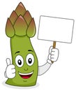 Cute Asparagus Character Holding Banner Royalty Free Stock Photo