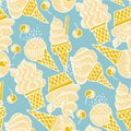 Assorted vanilla ice cream in shabby doodle style