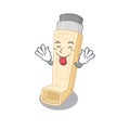 Cute asthma inhaler cartoon mascot style with Tongue out