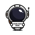 Cute astronaut cartoon character holding white paper with text your text here