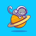 cute astronaut cat lying planet animal space