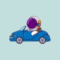 Cute Astronaut Driving Car Cartoon character