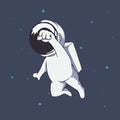 Cute astronaut flies in universe