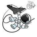 Cute Astronaut Gliding from Space Shuttle Royalty Free Stock Photo