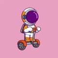Cute Astronaut riding segway Cartoon character