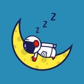 Cute astronaut sleeping on the moon