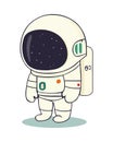 A cute astronaut in space suit walking cheerful