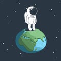 Cute astronaut stand on Earth Royalty Free Stock Photo