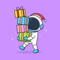 Cute astronaut wear santa hat bring prize