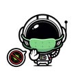 cute astronaut wearing mask with stop virus pose