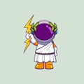 Cute Astronaut wearing Zeus Greek costume ancient God of thunder and lightning