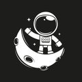 Cute Astronaut Working On Laptop Cartoon Vector Icon Illustration. Science Technology Icon Concept Isolated Premium Royalty Free Stock Photo