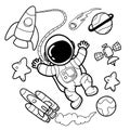 Cute astronauts hand drawings