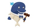 Cute Auction Animal Cartoon Character Illustration - Blue Whale