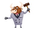 Cute Auction Animal Cartoon Character Illustration - Bull