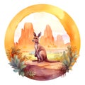 Cute australia wild nature with kangaroo , concept of Biodiversity Conservation, created with Generative AI technology