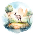 Cute australia wild nature with kangaroo, concept of Biodiversity