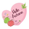Lovely autumn Vector illustration with Pretty Pumpkin and Bouquets Harvest Autumn Fall leaves