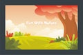 Cute Autumn beautiful landscape with flat design