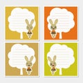 Cute Autumn bunny on tree frame cartoon illustration for Autumn memo paper design