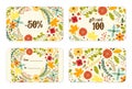 Cute autumn gift tags bundle with hand drawn rustic flowers and leaves ornament