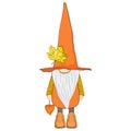 Cute autumn gnome with physalis. Vector illustration.