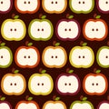 Cute autumn half apple seamless pattern Royalty Free Stock Photo