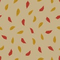 Cute autumn leaves pattern with nice brown background VECTOR