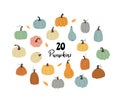 Cute autumn Pumpkins set. Fall pumpkins. Pumpkins icons set. Vector