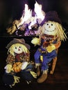 Scarecrow Couple By Fireplace