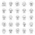 Cute Avatars Line Icons Pack