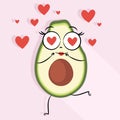 Avocado sticker, character with funny face