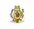 The cute avocado boy cat with a tie. Cartoonish character