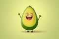 Cute avocado in cartoon style , funny character