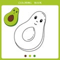 Cute avocado for coloring book