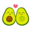 Cute avocado couple in love